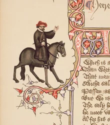 The Shipman (detail) from The Canterbury Tales, by Geoffrey Chaucer, Ellesmere Manuscript, facsimile edition, 1911